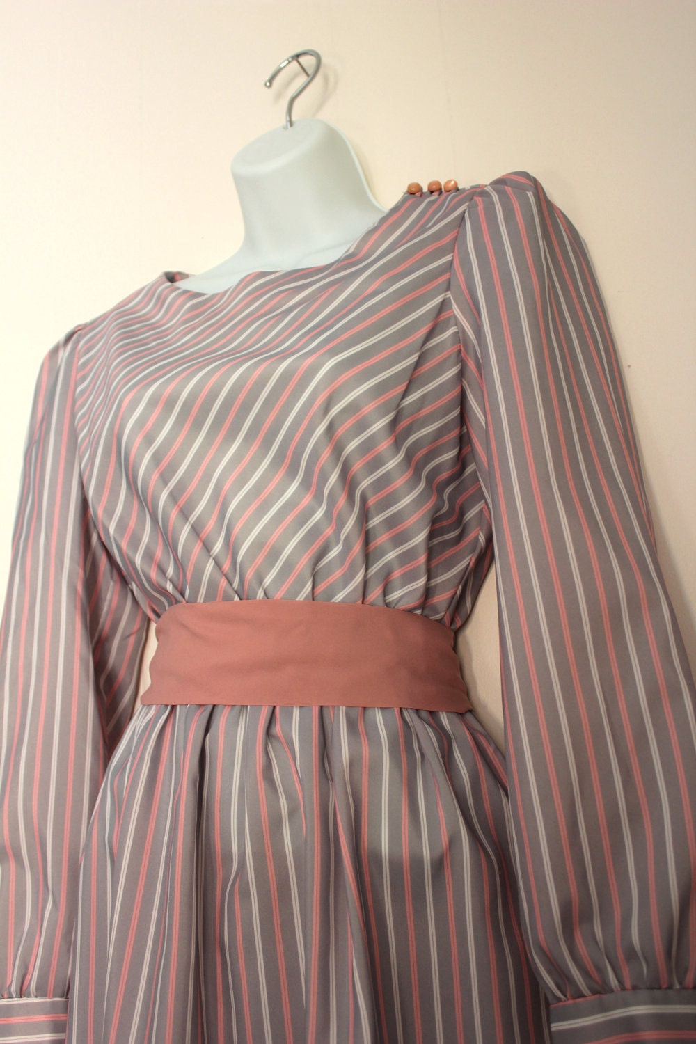 Vintage Dress -Grey and Pink Vintage Secretary Dress