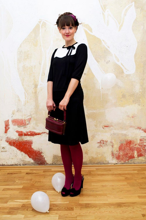 Dress "Natalie", black-cremewhite