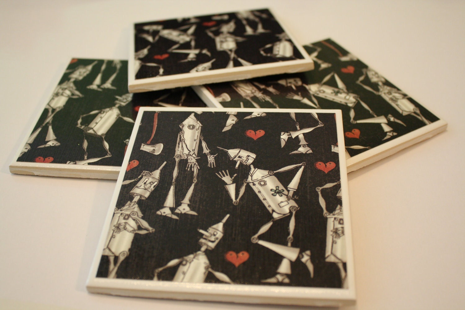 If I Only Had A Heart - Handmade Coasters - Set of 4