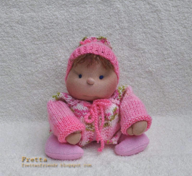 Soft Sculptured Cloth Baby Doll in Pink & Flowers. Child friendly miniature floppy Baby.