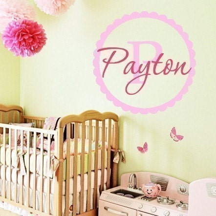 Vinyl Wall Decal Sticker Scallop Monogram baby girl nursery decor