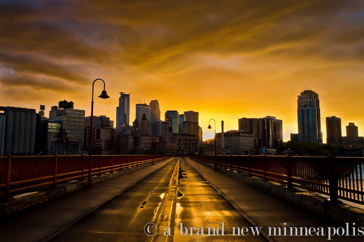 A Stone Arch Bridge Sunset, 11x14" Photographic Print, Minneapolis Sunset