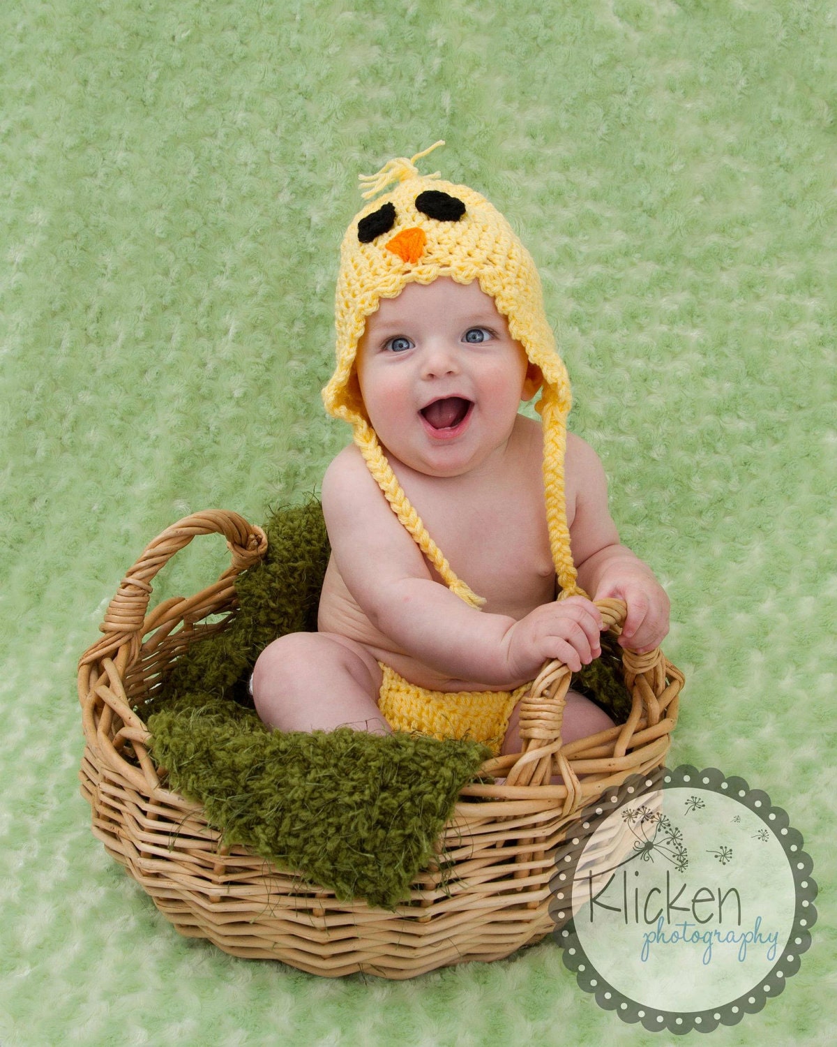 Spring Chick Hat Diaper Cover Set, Newborn Photo Prop (Photography)