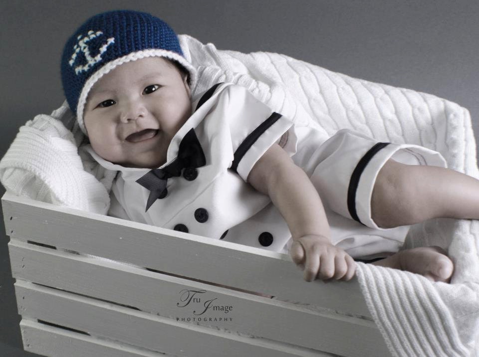 Navy Sailor Hat with Anchor, Baby Photo Prop
