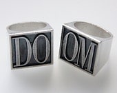 MEDIUM Set of two squre signet rings - Inspired by Jax Teller SONS Sons of Anarchy rings