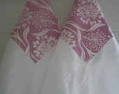 Flour Sack Towels- Two Pretty Purple and White, Mother's Day Gift, Shabby Chic, Romantic Home, Housewares, Kitchen Decor, Cottage Chic