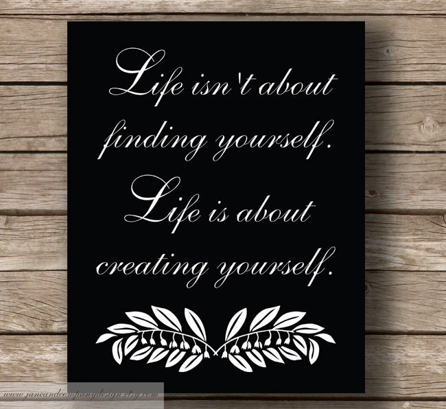Creating Yourself, Wall Art Typography Print, Inspirational Quote, Quote Print, Steampunk, Dorm Room, Literary Art, Literature Poster, 8x10