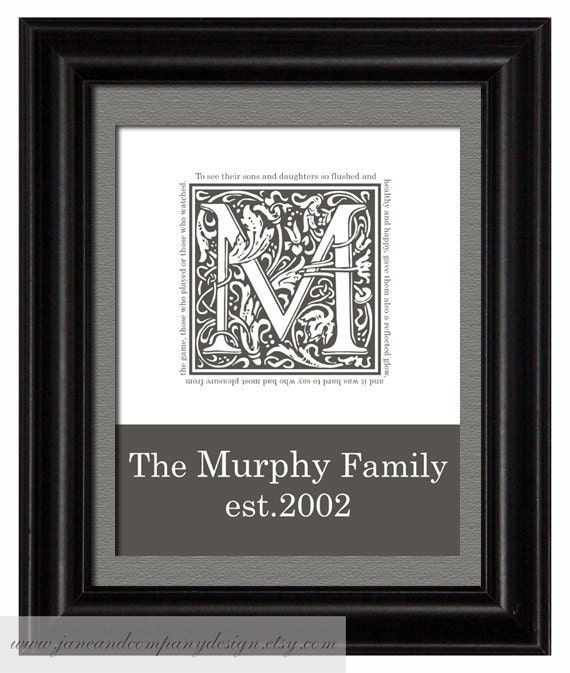 Healthy and Happy quote, Custom Family Wall Art, Monogram, Wedding Gift, Literary Art Print, Family Quote Art, Gifts Under 25, 8x10
