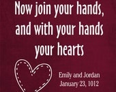 Shakespeare Quote Print, Join Hands and Hearts, Unique Personalized Wedding Gift, Featured in Red, Love Quote, Gifts Under 25, 8x10
