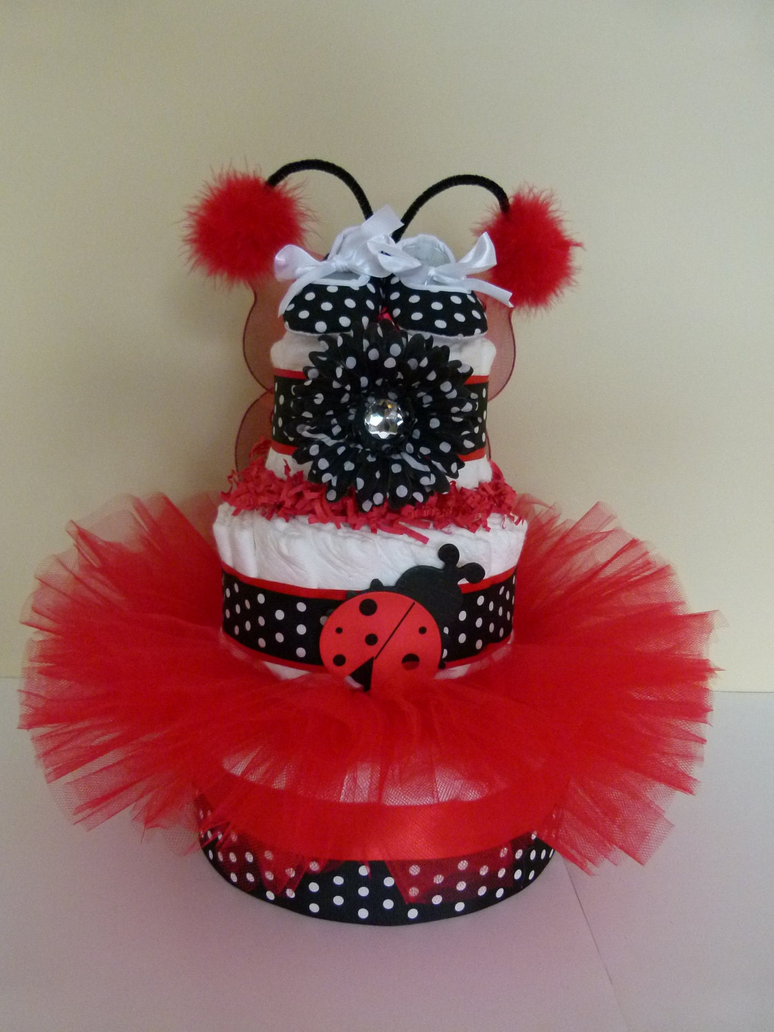 Ladybug Tutu Baby Diaper Cake