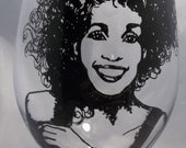 Whitney Houston, Wine glass, Painted wine glass