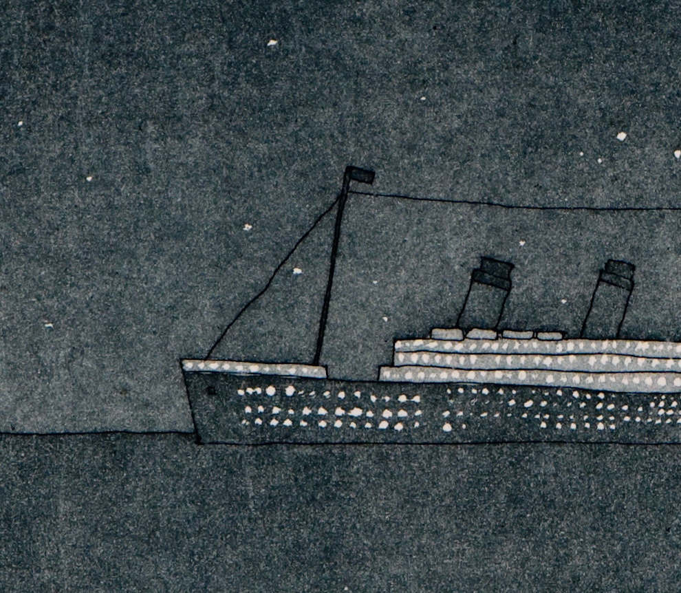 b for boat Titanic Etching Print