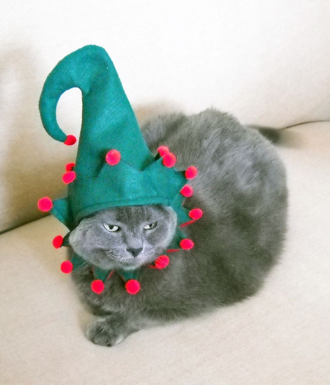 Pet Costume - Elf Costume - Green - Small - Christmas Costume Cat Costume