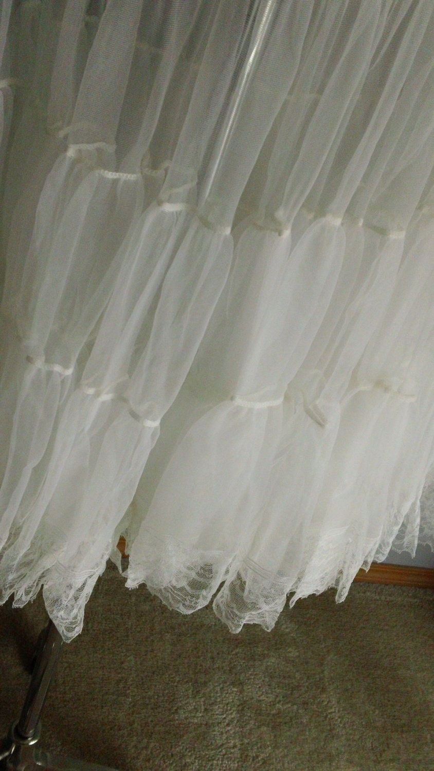 50s Tiered Layered Nylon and Lace White Petticoat Slip