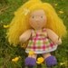 Waldorf inspired doll called Amber, 8" tall pocket soft cloth doll