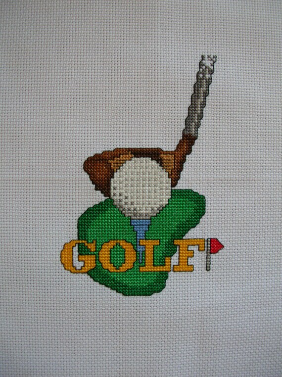 Cross Stitch Golf Completed and Ready to Frame by LittlestSister
