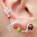 Maple Dragonfly Asymmetrical earrings with ear cuff