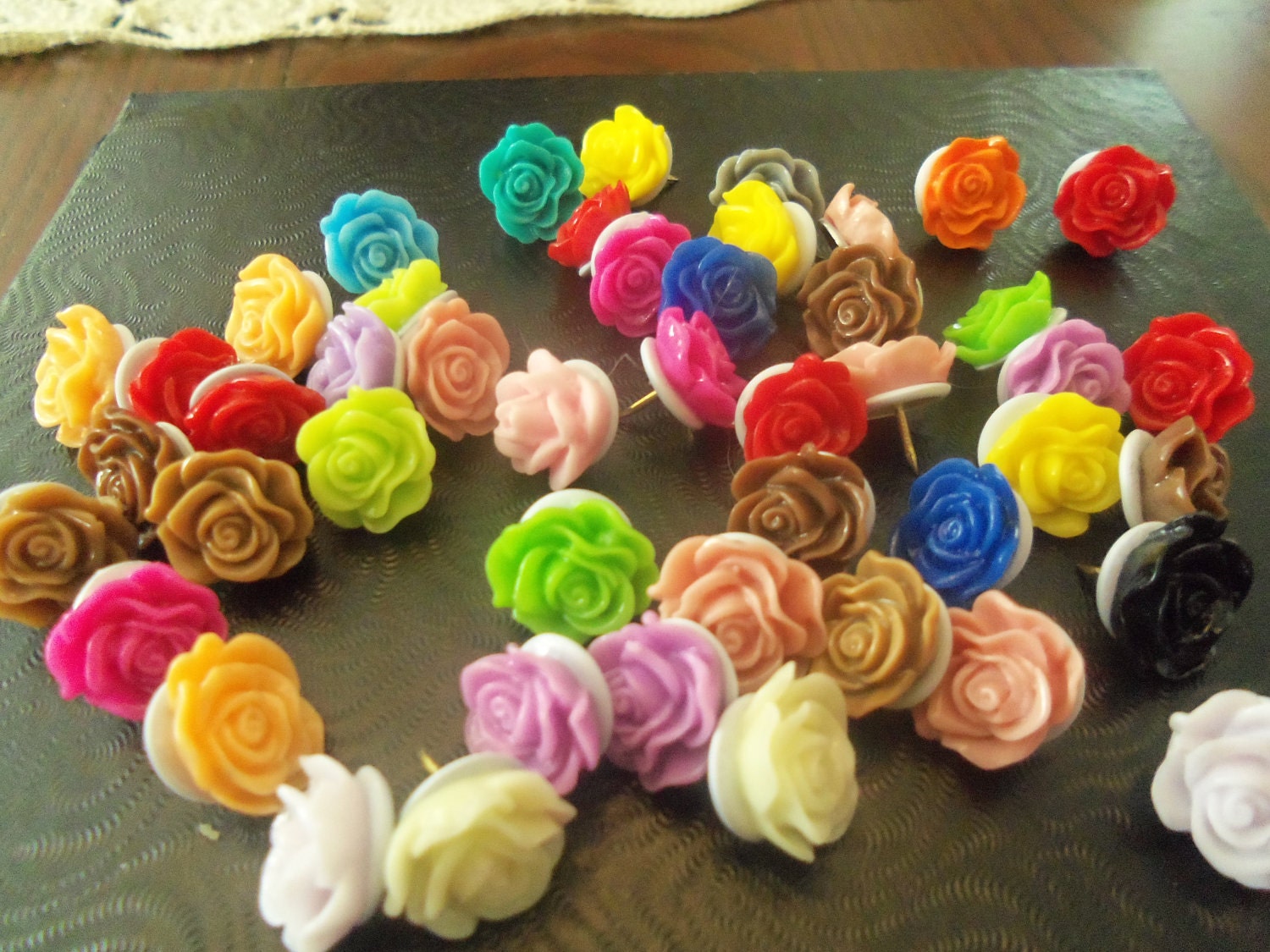 Medium size 13mm resin push pins, thumb tacks in assorted colors or specific colors