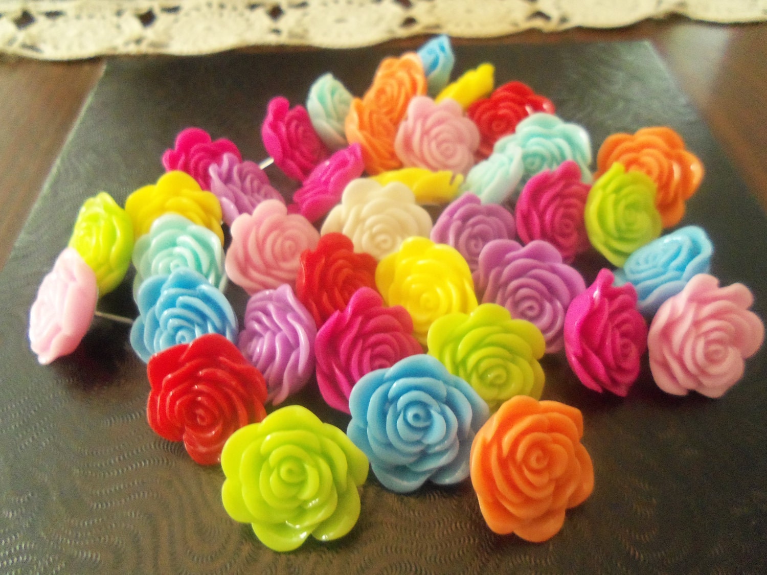 Real colorful 20mm resin flower push pins, thumb tacks