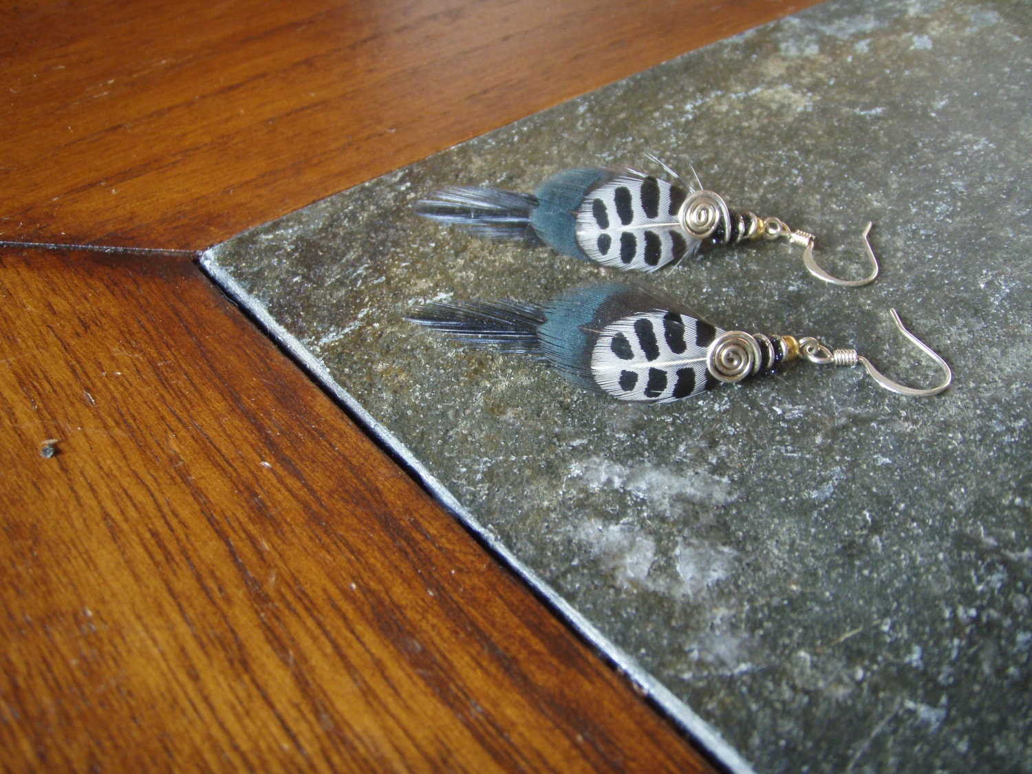 Dainty Silver Spiral & Feather Earrings