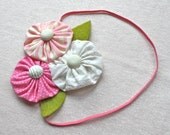 Strawberries and Cream Flower Cluster Headband