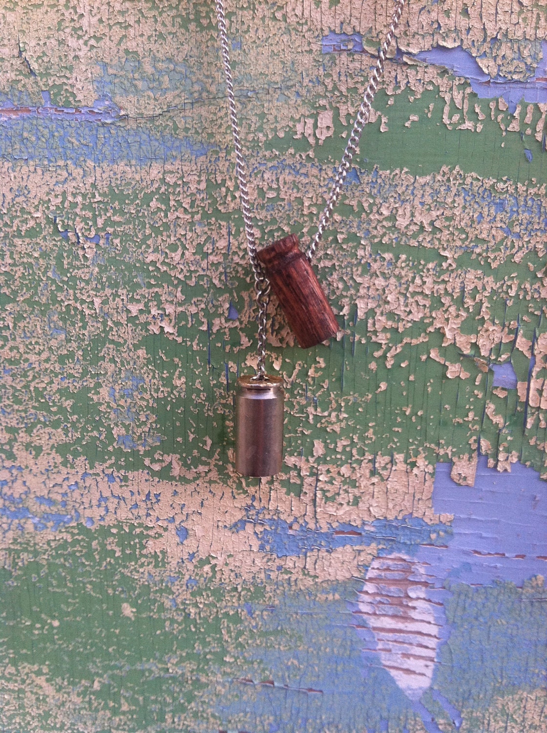 Men's Oak Wood Necklace with Bullet Shell - 'Wood Slug'