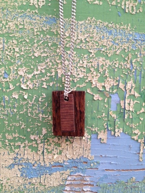 Men's Oak Wood Necklace -  'Dog Tag'