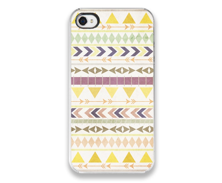 Geometric iPhone 4/4s Case - Aztec Tribal Pastel Pattern - iPhone Cover - ORIGINAL Design - IN STOCK - colorful triangles arrows orange