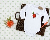 Small Bites Baby - Long Sleeve Baby Carrot Onesie, Screen Printed On American Apparel, Made For Foodies