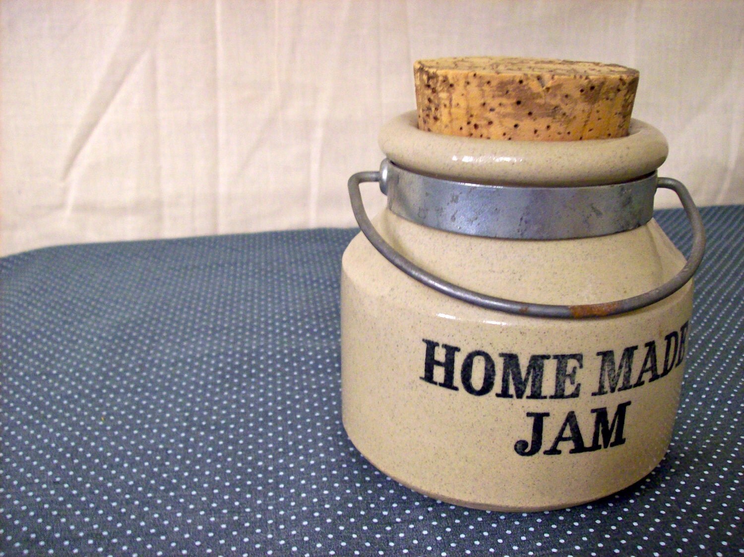 Items similar to Ceramic Homemade Jam Jar with cork lid on Etsy