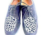 80s shoes leopard print size 7/ black suede leather
