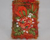 Embroidered Brooch - Orange Roses