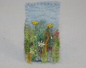 Embroidered and Felted Recycled Brooch - Meadow