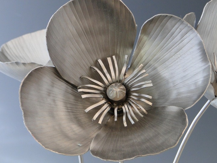 Poppy Flowers Metal Sculpture