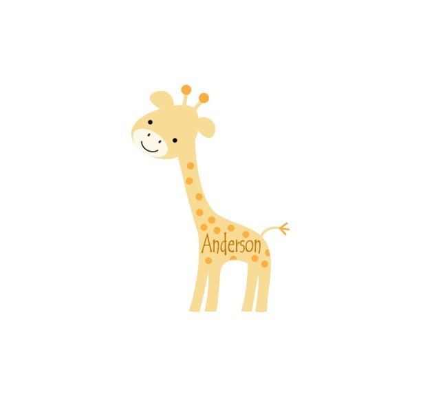 Personalized Or Leave Plain Iron On Giraffe Transfer Cute Boy or Girl Transfers
