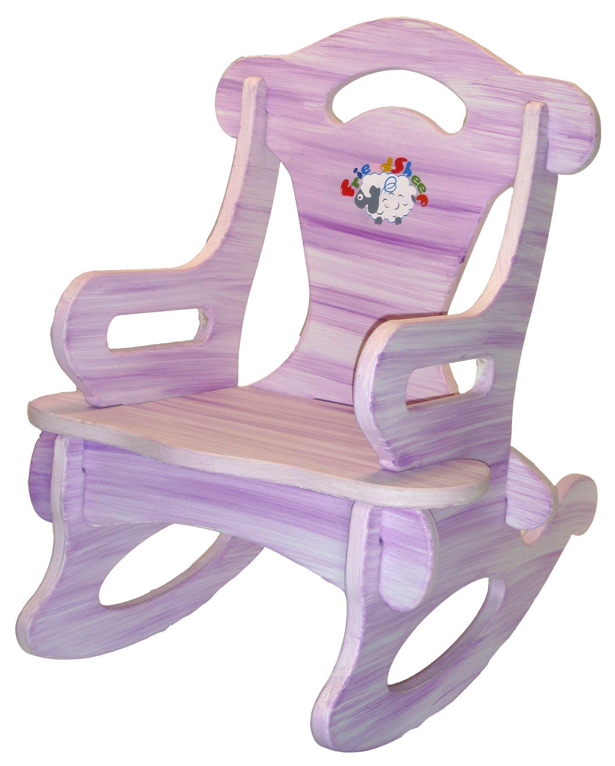 Purple Puzzle Rocker Rocking Chair Solid Wood for Kid, Child, Baby, Boy & Girl - Toy Furniture