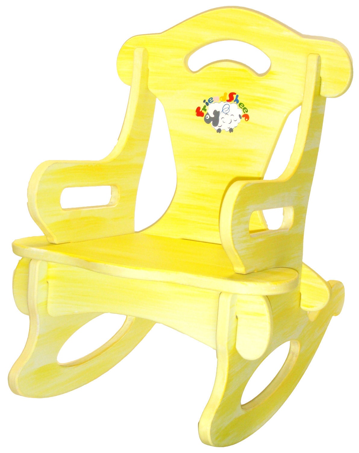 Yellow Puzzle Rocker Rocking Chair Solid Wood for Kid, Child, Baby, Boy & Girl - Toy Furniture