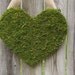 SALE Moss Covered Wood Heart with Burlap Bow.