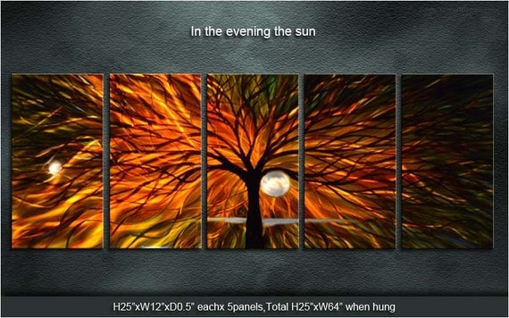 Original Metal Wall Art Modern Painting Sculpture Indoor Outdoor Decor "In the evening the sun" by Ning