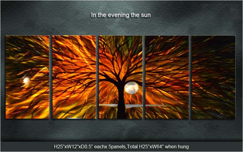 Original Metal Wall Art Modern Painting Sculpture Indoor Outdoor Decor "In the evening the sun" by Ning