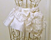 Ivory Wedding Sash Flower Girl Vintage Hanky Bridal Belt Bouquet Floral Eyelet Bridesmaid Pearls