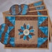 Appliqued Starburst Embroidered Placemats and Matching Coasters