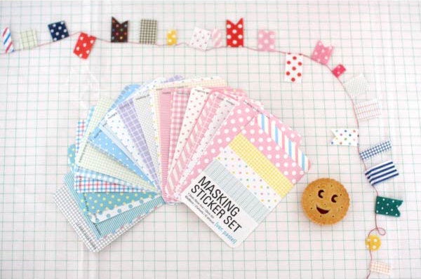 Masking tape 27 sheets - KOREA sticker set (washi)- sweet ver. pastel (kraft pack)