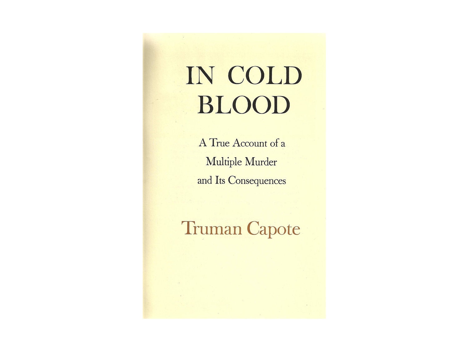 FREE SHIPPING - In Cold Blood by Truman Capote - Vintage True Crime Book - Sale