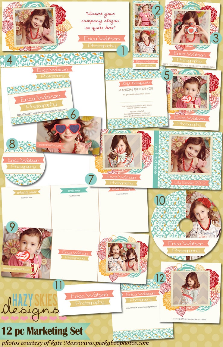 13 Pc. with LOGO Photography Marketing Set Templates. Photography Branding - MK107A