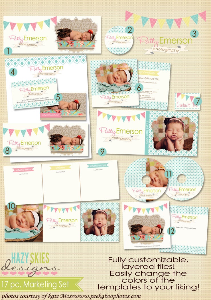 12 Pc. with LOGO Photography Marketing Set Templates Photography Branding - MK105A