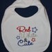 Red White and Cute embroidered bib