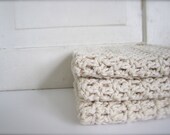 Crochet 100% Cotton Washcloths Dishcloths, Facecloths Set of 3, Natural Cream