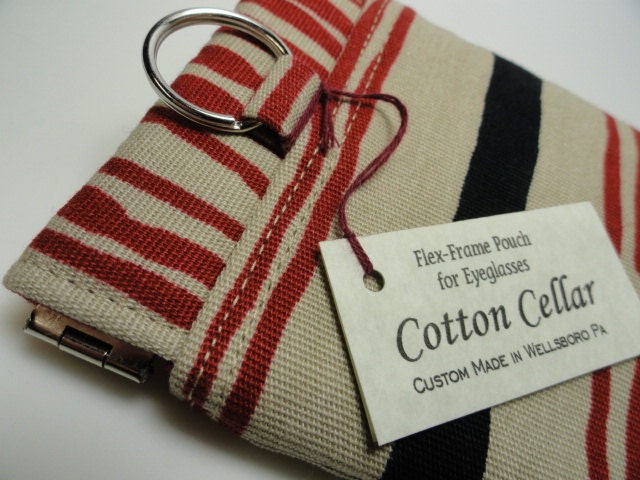 Eyeglass Case, Flex Frame Pouch, Spectacle Case, Red and Black Stripe