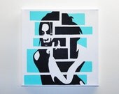 Toile acrylique 30x30cm - Femme "Duo Teinte" turquoise